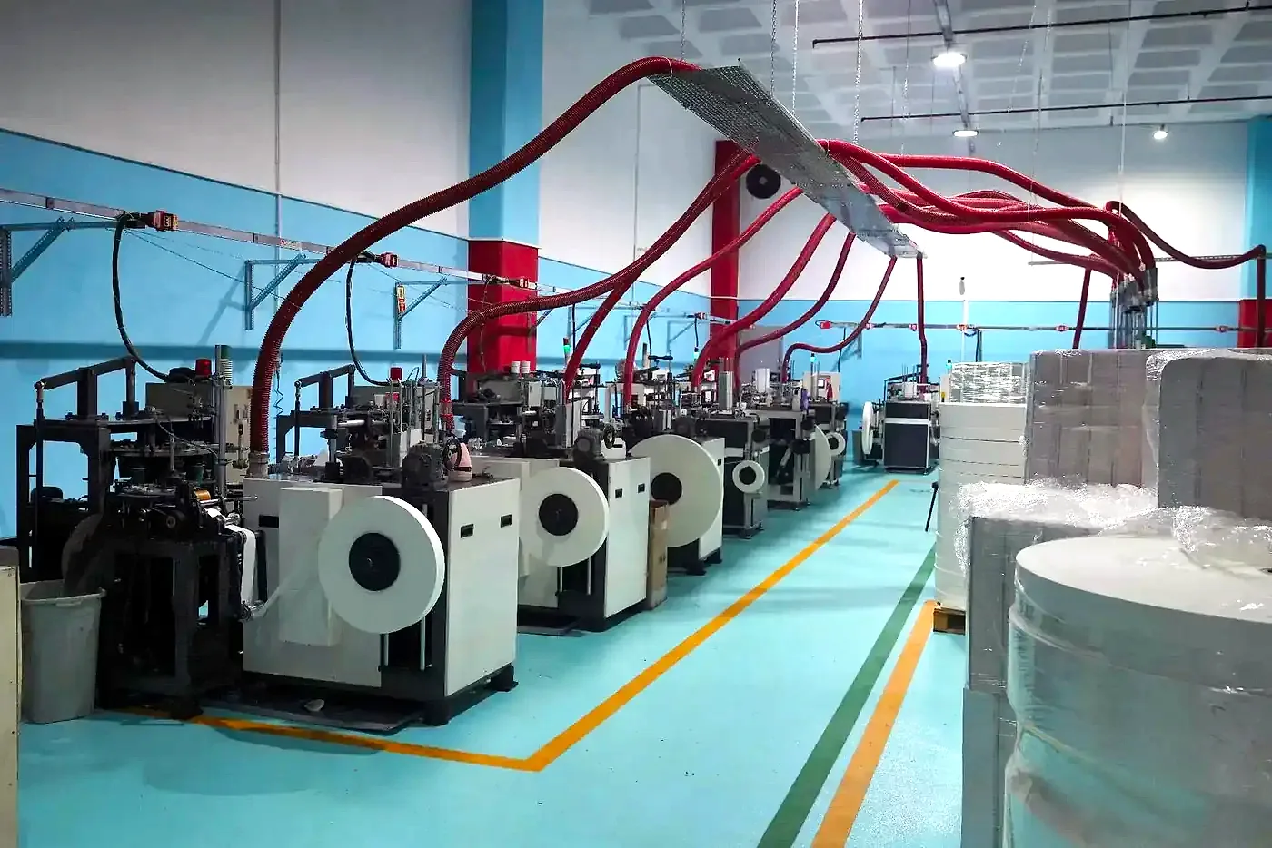Cup production and conveying line